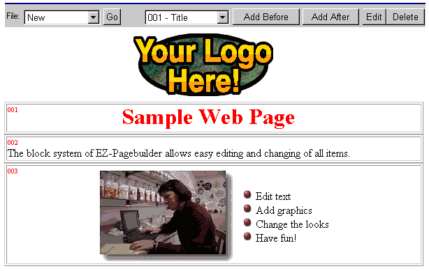 Web page design in progress.